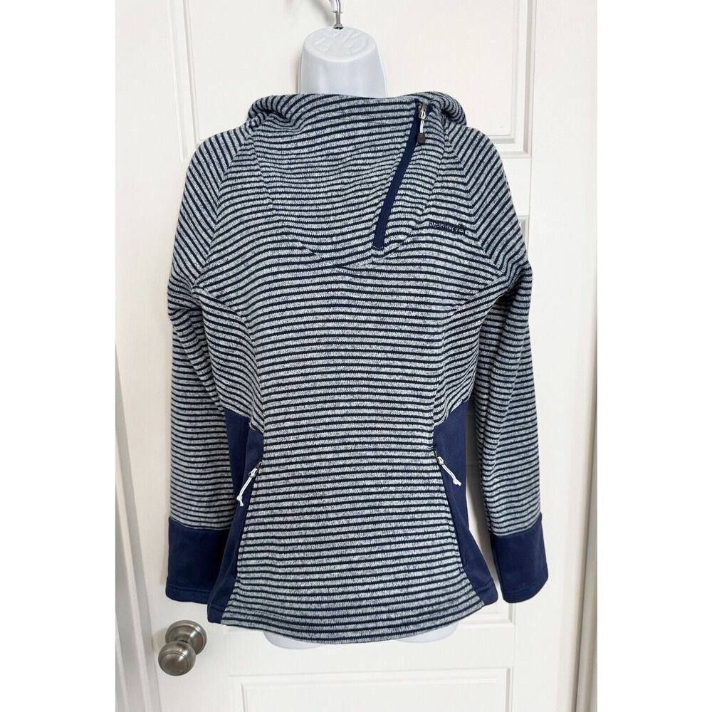 COPY - Avalanche Pullover Size M Gray Blue Striped 1/4 Diagonal Zip Long Sleeve…